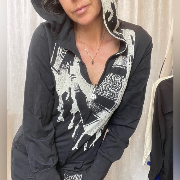 NWT Dereon open Back hoodie zip up dress size large - Picture 6 of 14